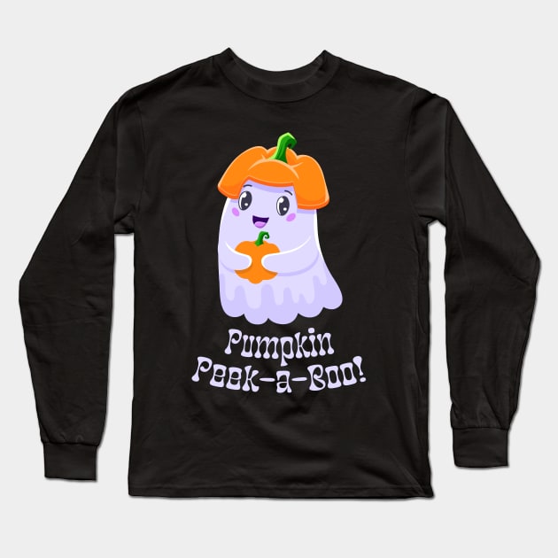 Pumpkin Peek-a-Boo! - Playful Ghost Halloween Long Sleeve T-Shirt by WeAreTheWorld